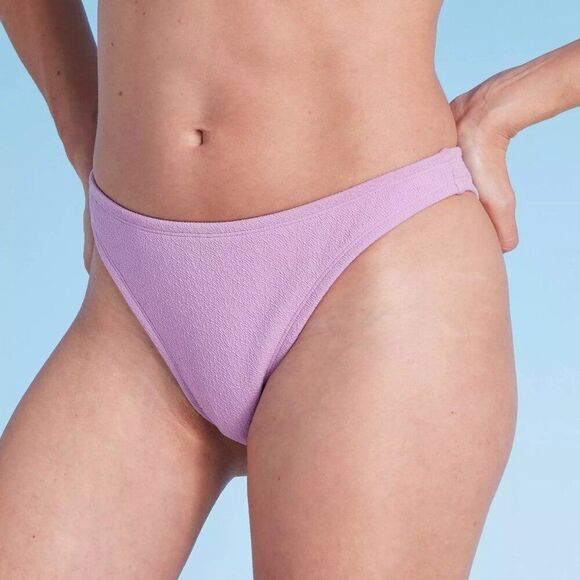 Shade & Shore Crepe Low-Rise Extra Cheeky Bikini Bottom | Purple | Size M | NWT - Picture 1 of 8